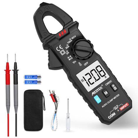 Multimètre numérique à pince – Mesure courant AC/DC 100A, tension 600V, résistance, température – Écran LCD rétroéclairé – Certifié IEC CAT.III – Durficst - RMS 100 A