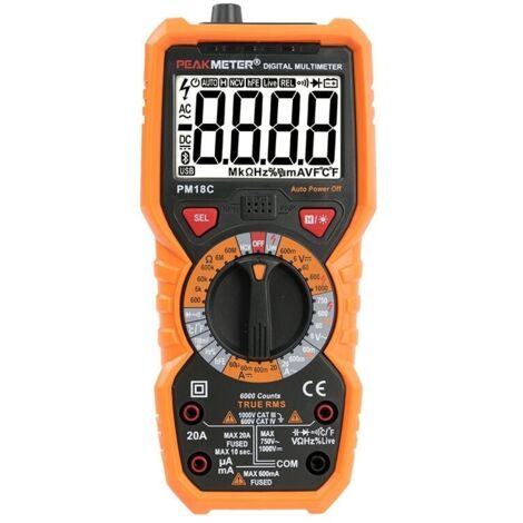 Multimètre numérique PM18C AC DC Testeur électrique numérique automatique Voltmètre sans contact Ampèremètre Ohmmètre Détecteur de tension Maintien avec affichage rétroéclairé