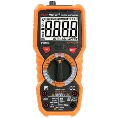 Multimètre numérique PM18C AC DC Testeur électrique numérique automatique Voltmètre sans contact Ampèremètre Ohmmètre Détecteur de tension Maintien avec affichage rétroéclairé