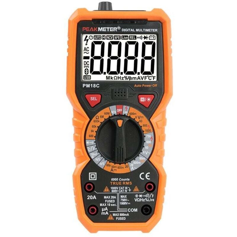 Multimètre numérique PM18C AC DC Testeur électrique numérique automatique Voltmètre sans contact Ampèremètre Ohmmètre Détecteur de tension Maintien