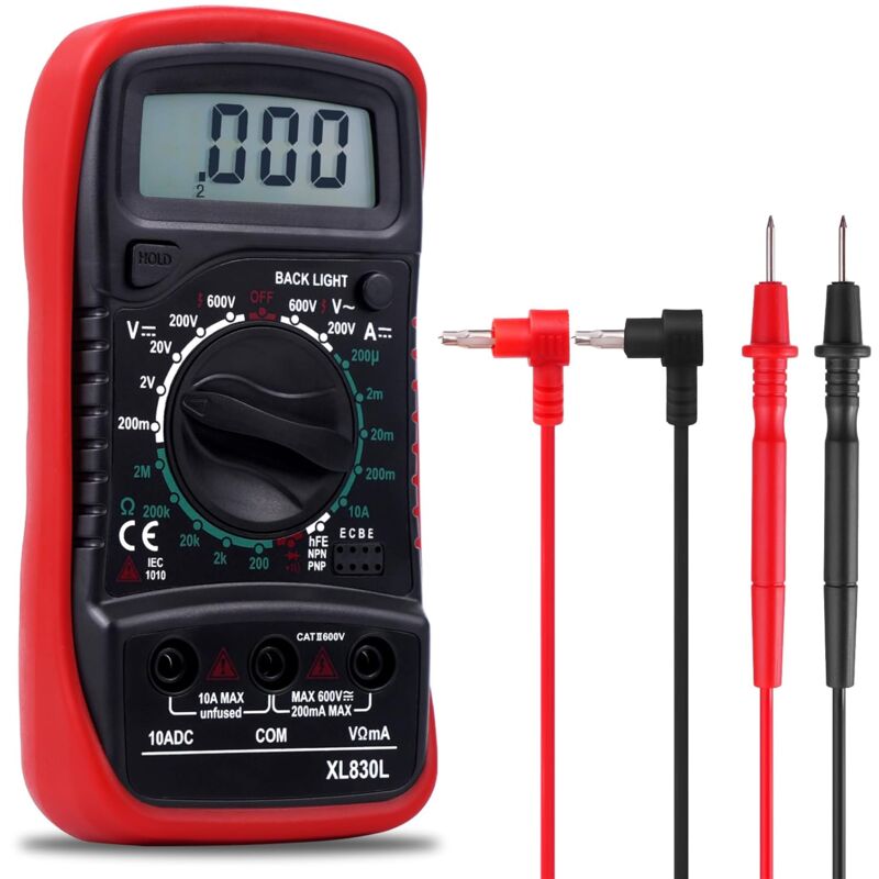 Tigrezy - Multimètre Numérique Portable, Testeur Électrique avec écran lcd et rétroéclairage bleu,Mesure La Tension ca/cc, Ohmmètre, Courant cc,