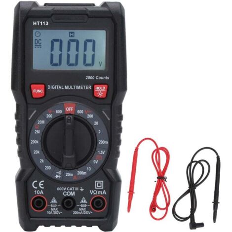Multimètre Numérique Portable Testeur Tension Courant Haute Précision 10A 600V