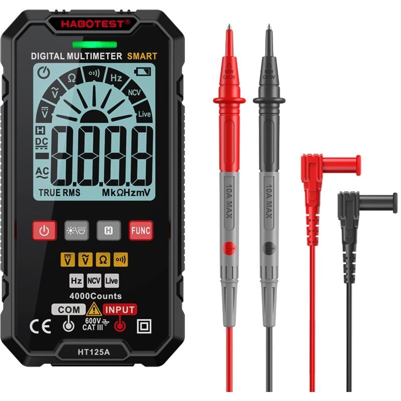 Durficst - Multimètre numérique Smart dc tension ampérométrique outil professionnel ampèremètre multimètres pince Test alimentation accessoire, HT125A