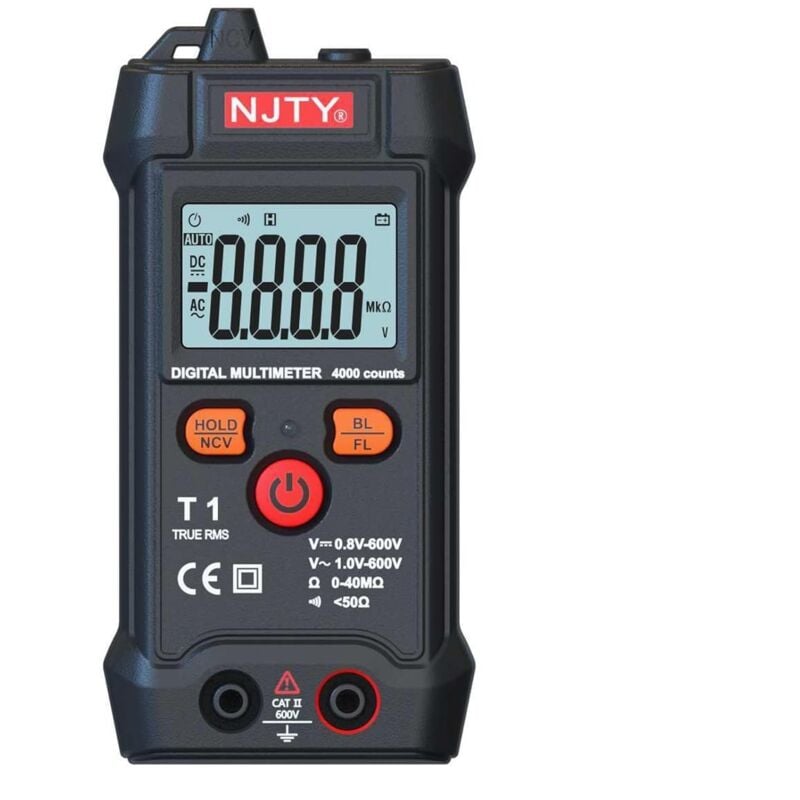 Multimètre numérique testeur RMS 4000 points voltmètre plage automatique Test tension continuité résistance NCV ménage