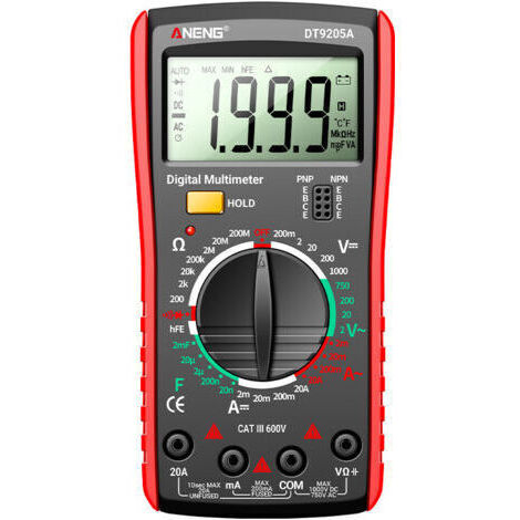 Multimètre numérique True RMS 2000 points avec plage automatique, testeur de continuité audible