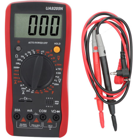 Multimètre numérique UA9205N avec affichage LCD, capacité, résistance, test AC/DC