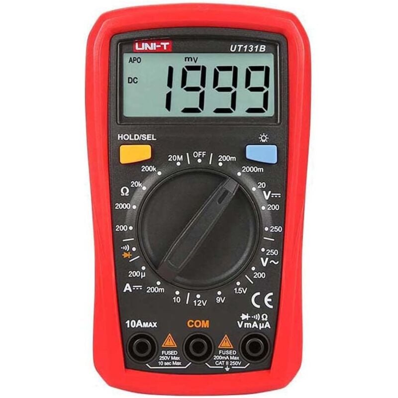 Gotrays - Multimètre numérique UT131B, testeur de tension et de courant ad/dc avec capacité de résistance, test ncv et mesure de température