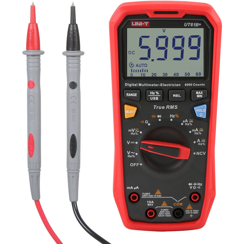 Lifcausal - Multimètre numérique UT61B+ Testeur ncv professionnel de haute précision à plage automatique Multimètre True rms Testeur multifonctionnel