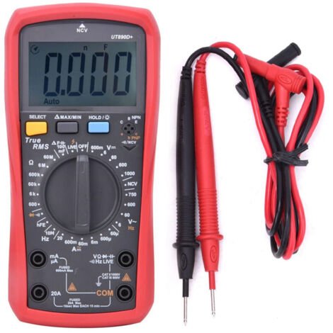 Multimètre numérique UT890D+, multimetre électrique multifonction haute précision, mesure tension AC/DC, courant, résistance, détection de fusible gri