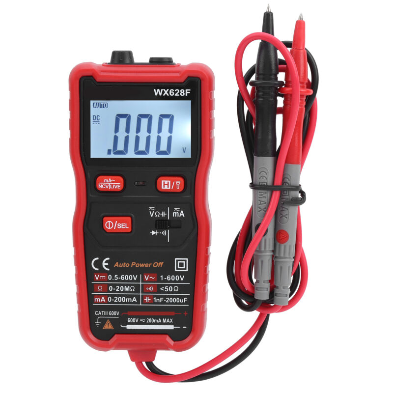 Sunxury - Multimètre numérique WX628F, Mini testeur de résistance de tension dc ac, plage automatique sans contact