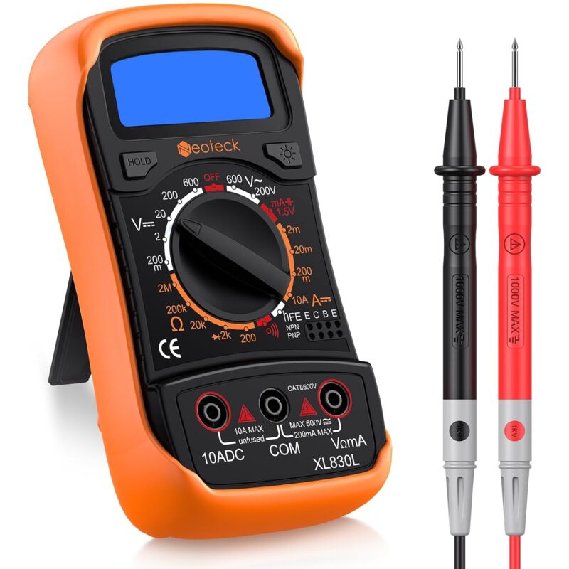Multimètre Numérique XL830L 2000 Comptes Mini Multimètre Testeur de Pile Courant Tension AC DC Résistance Buzzer Transistor NPN PNP Voltmètre