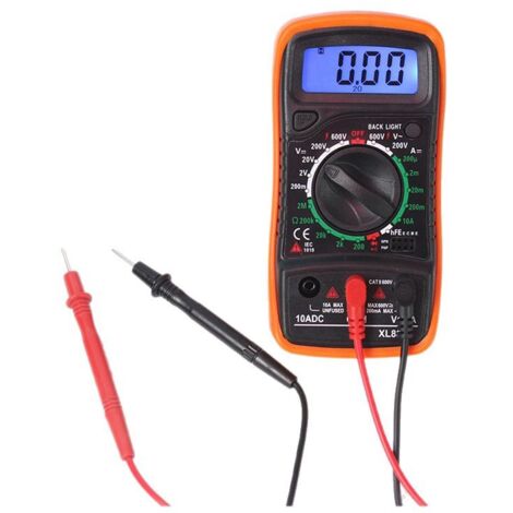 Multimètre Numérique XL830L 2000 Comptes Mini Multimètre Testeur de Pile Courant Tension AC DC Résistance Buzzer Transistor Voltmètre Ampèremètre avec Écran LCD Rétroéclairé