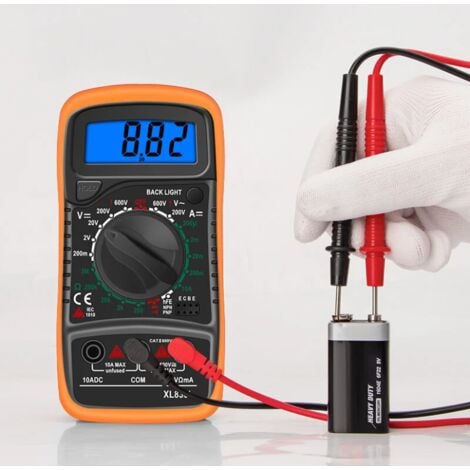 Multimètre Numérique XL830L 2000 Comptes Mini Multimètre Testeur de Pile Courant Tension AC DC Résistance Buzzer Transistor Voltmètre Ampèremètre avec écran LCD Rétroéclairé