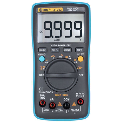 Multimètre numérique ZT302 mesure AC/DC 9999 pts ampèremètre sortie onde carrée