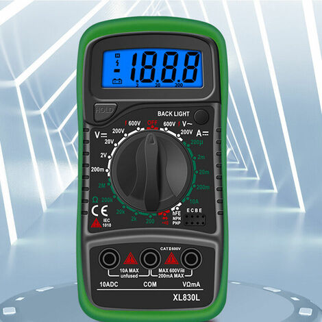 MIMIY Multimètre, ohmmètre et ampèremètre Multimètre Numérique XL830L 2000 Comptes Mini Multimètre Testeur de Pile Courant Tension AC DC Résistance Buzzer Transistor Voltmètre Ampèremètre avec Écran LCD Rét