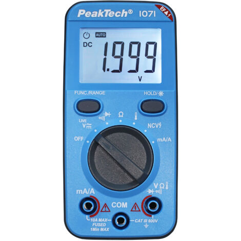 Multimètre PEAKTECH, P 1071, 600 V AC/DC, NCV