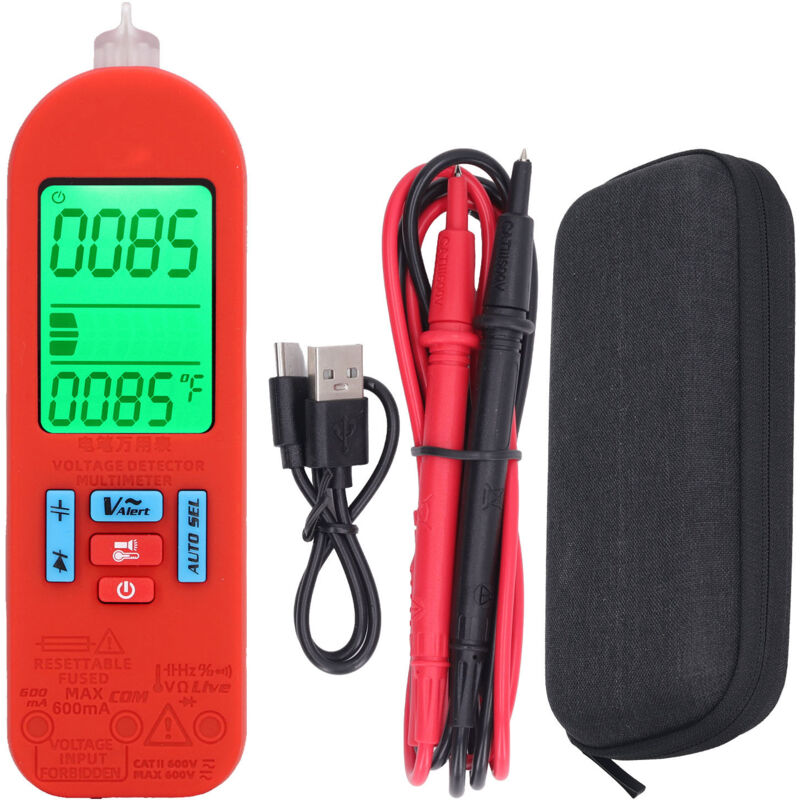 Sunxury - Multimètre portatif à écran numérique lcd, testeur d'identification automatique, détecteur de courant de tension ac dc