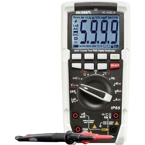 Multimètre VOLTCRAFT VC-450 E numérique protégé contre les projections d'eau (IP65) CAT III 1000 V, CAT IV 600 V Affichage (nombre de points): 600 S775741