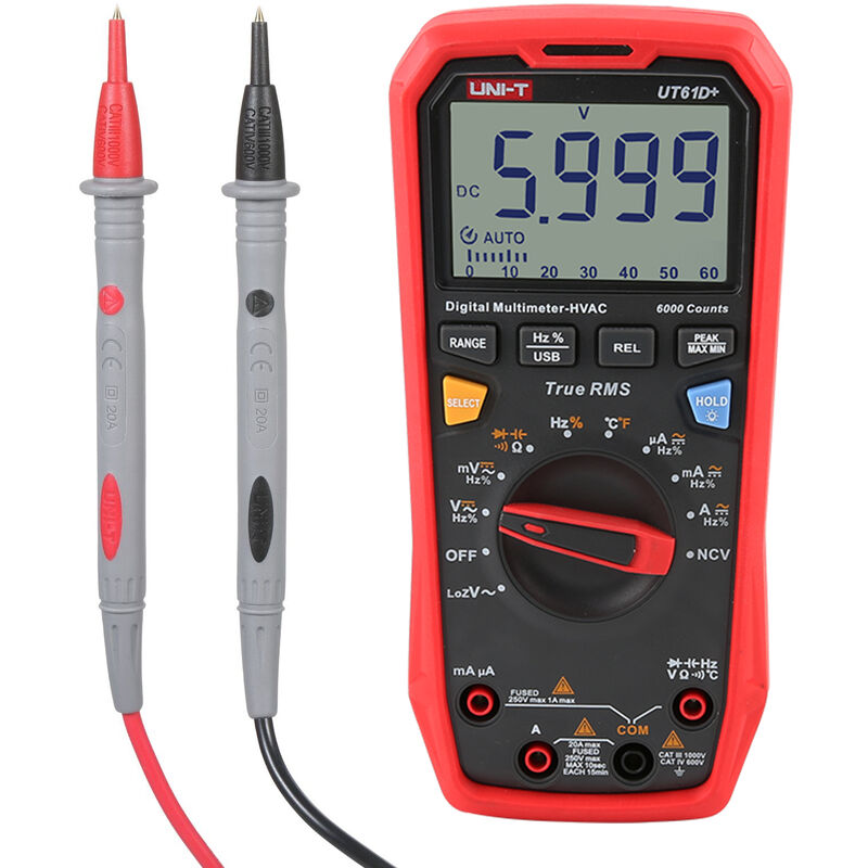 

Multimetro de escala automatica UNI-T UT61D + Digital de alta precision profesional NCV Tester Multimetro RMS multifuncional probador electrico de