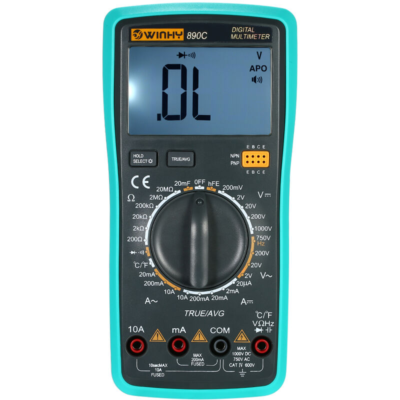 

Multimetro de mano multifuncional digital LCD True RMS, con detector de temperatura