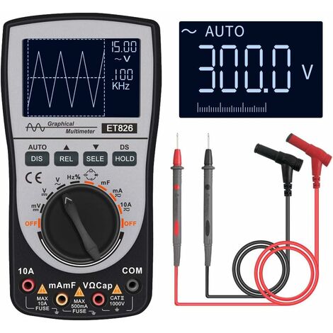 Multímetro de osciloscopio digital inteligente 2 en 1 DC/AC Voltaje de corriente Resistencia Frecuencia Probador de diodos 4000 Cuenta 200 KHz Ancho de banda analógico 200 Ksps Rate-READCLY