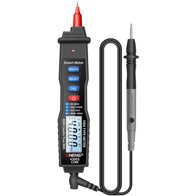 

Multimetro digital con lapiz ANENG, con retencion de datos y linterna,Negro