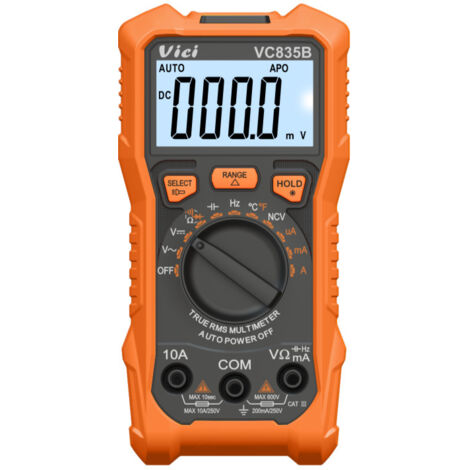 Multímetro digital de 2000 cuentas para corriente CA/CC, voltaje, resistencia, capacitancia, NCV, frecuencia y temperatura, con pinza de cocodrilo.