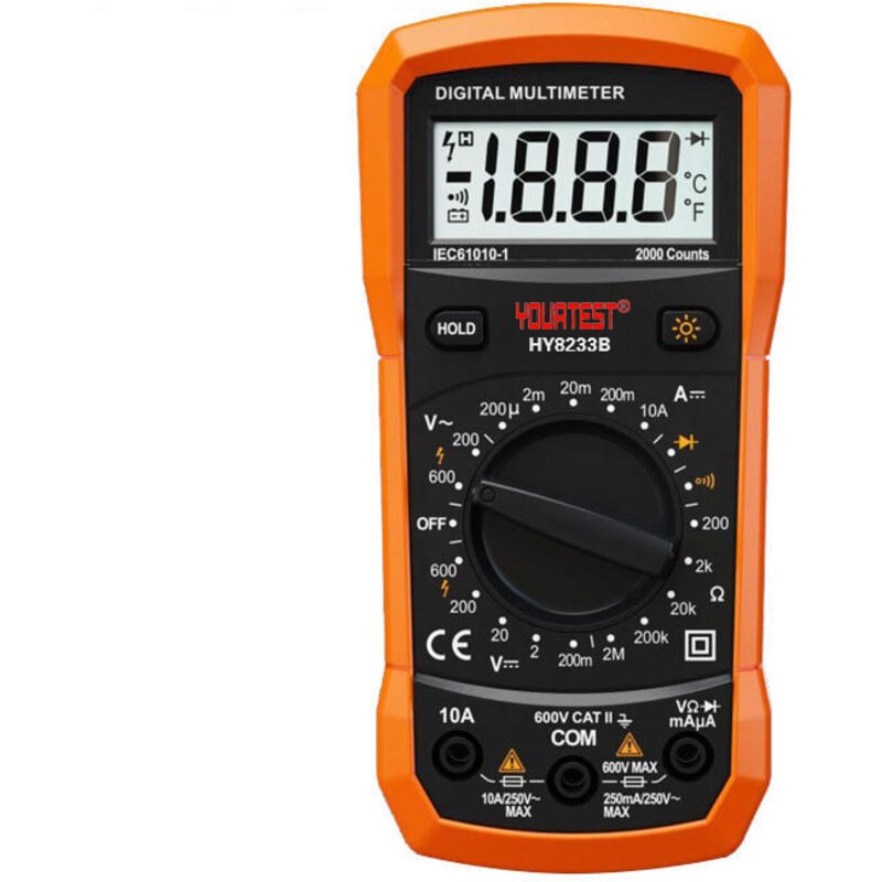 Jalleria - Multímetro digital de rango automático, comprobador de voltaje ca/cc, amperímetro-ohmímetro, comprobador multifunción con pruebas de