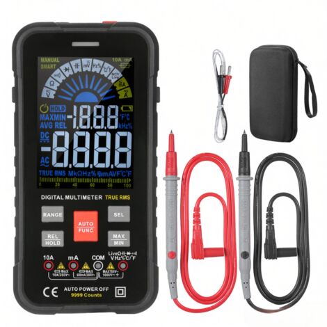 Multímetro digital HABOTEST HT116 de 9999 cuentas True RMS – NCV, mide voltaje, corriente, capacitancia y frecuencia.