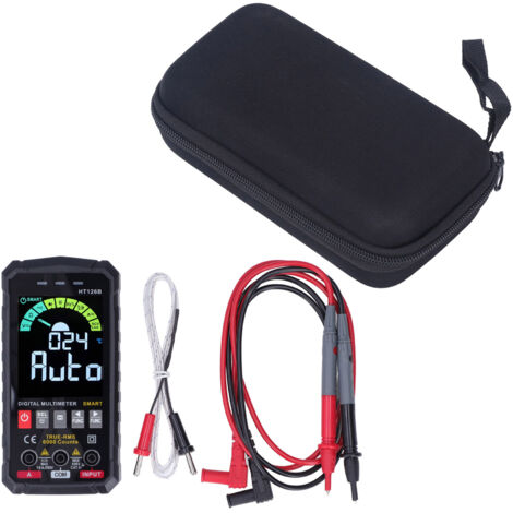 Multímetro digital HT126B con pantalla a color, alta precisión y carcasa resistente a los golpes, ideal para probar componentes electrónicos.