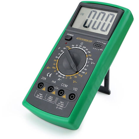 Multímetro digital LCD de 1999 cuentas con prueba de diodos: mide voltaje, corriente, capacitancia y resistencia.