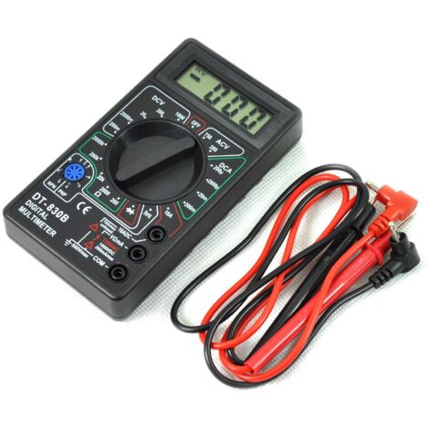 Multímetro digital LCD DT830B, ohmímetro, amperímetro, voltímetro, comprobador de ohmios (amarillo, juego de 3 piezas) con accesorios MOGOI.
