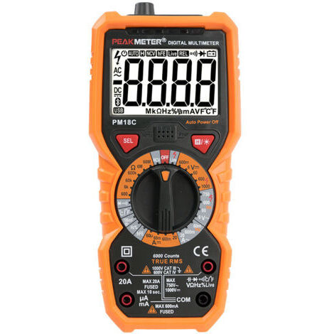 Multímetro digital PM18C CA/CC, comprobador eléctrico digital automático sin contacto, voltímetro, amperímetro, ohmímetro, detector de voltaje, función de retención y pantalla retroiluminada.