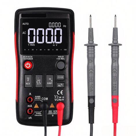 Multímetro digital RICHMETERS RM409B True-RMS 9999 cuentas – Gráfico barras, temperatura, voltaje, corriente
