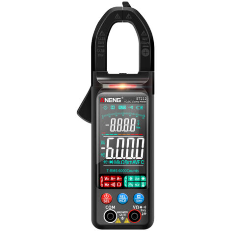 Multimetro digitale a pinza intelligente, 6000 conteggi, voltmetro CA e CC, amperometro da 400 A con display VA a colori, tester con selezione automatica della portata.