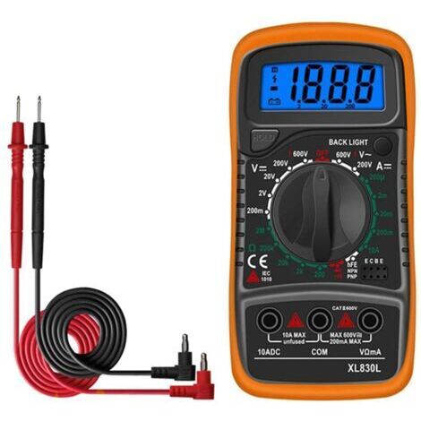 Multimetro digitale/Amperometro/Tester AC/DC 600V per ohm e tensione, display LCD retroilluminato, tester portatile