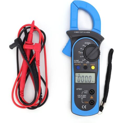 Multimetro digitale automatico con pinza amperometrica, tester di tensione, resistenza e diodi (blu)