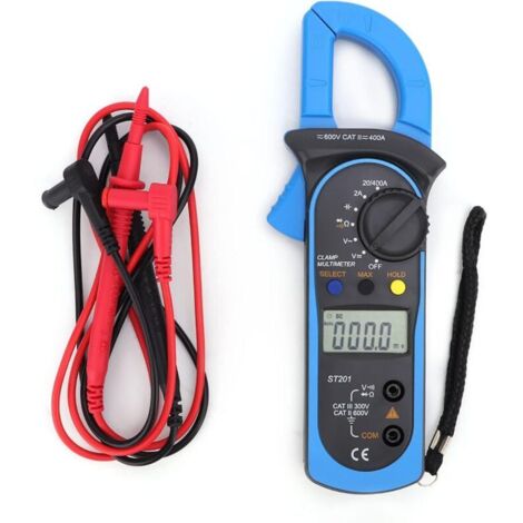Multimetro digitale automatico con pinza amperometrica, tester di tensione, resistenza e diodi (blu)