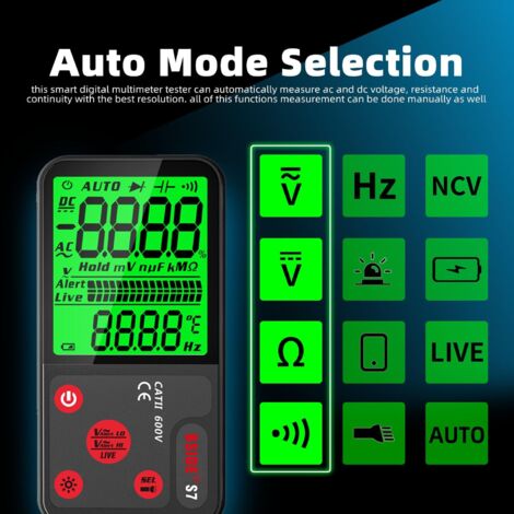 Multimetro digitale automatico ricaricabile con grande schermo ultra sottile voltmetro intelligente con NCV AC DC tester di tensione continuità frequenza resistenza con custodia