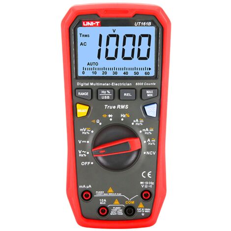 Multimetro digitale autorange UNI-T UT-161B - Funzioni: tensione DC, tensione AC, corrente DC, corrente AC, resistenza, capacità, frequenza, duty cycle, temperatura, true RMS, non contact voltage, pro