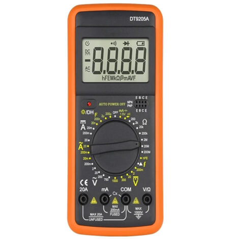 Multimetro digitale DT9205A, tester per transistor AC/DC, tester elettrico NCV, multimetro analogico professionale