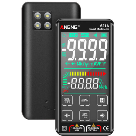 Multimetro digitale intelligente touchscreen 621A, 9999 conteggi, selezione automatica della portata, ricaricabile, portatile, con funzione NCV, universale, voltmetro