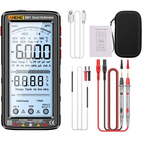 Multimetro digitale ricaricabile USB Voltmetro Display LCD Multitester di frequenza di resistenza di capacità di memorizzazione automatica Multitester digitale con display LCD Tester di tensione di me