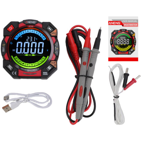 Multimetro digitale, tester di tensione NCV a 6000 conteggi con schermo LCD retroilluminato VA, funzione di memorizzazione dati, torcia, rilevamento filo sotto tensione, test del ciclo di lavoro della
