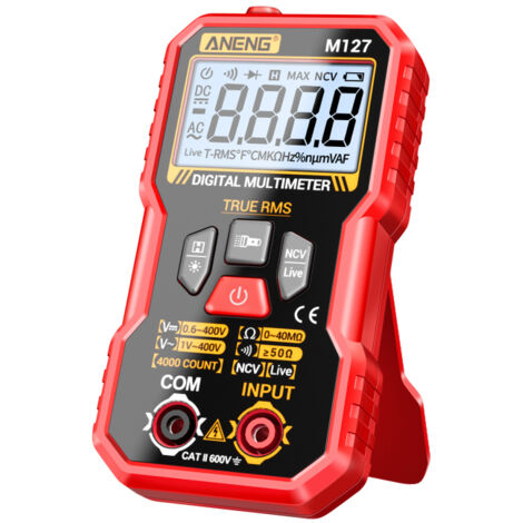 Multimetro intelligente M127, tester di tensione AC/DC a 4000 conteggi con rilevamento NCV, ohmmetro e rilevamento della linea zero-fire.