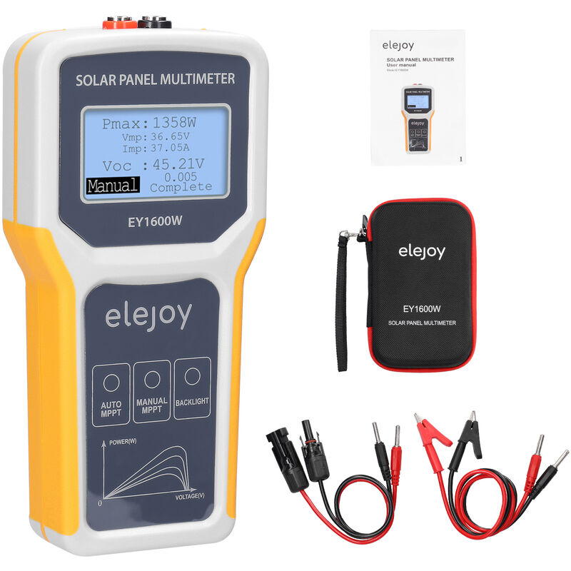 Image of Multimetro per pannelli fotovoltaici 1600W Tester mppt per pannelli solari Dispositivo per test di tensione a circuito aperto Punto di massima