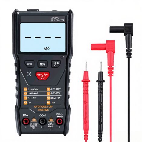 Multímetro portátil WinAPEX ET8103 True RMS de 6000 cuentas, mide automáticamente voltaje, corriente, capacitancia, campo eléctrico, resistencia y tiene linterna.
