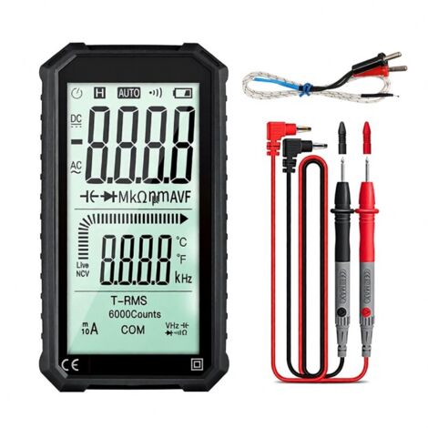 Multimetro portatile con schermo LCD ad alta definizione da 4,7 pollici, misura tensione CC, tensione CA, capacità e resistenza.