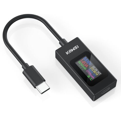 Multímetro USB C, dispositivo de medición, voltímetro 4-30V 0-6.5A, comprobador de voltaje y corriente tipo C, amperímetro, vatímetro, detector de fuente de alimentación de condensadores y cargadores