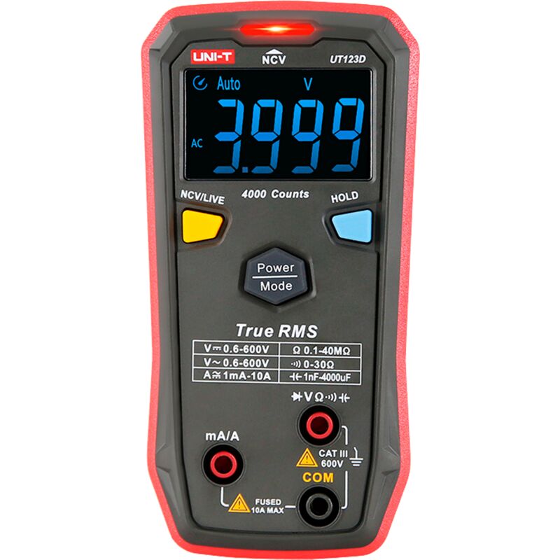 Uni-t - Multimètre numérique avec identification automatique - Affichage ebtn jusqu'à 4000 comptes - Mesure de la tension continue et alternative